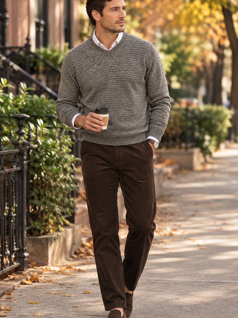 Allen Solly 100% 2-Ply Cashmere Sweater Mens XL (Fits L) Gray V-Neck Pullover